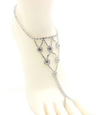 Rhinestone Net Style Toering Anklet AN300047 SILVER